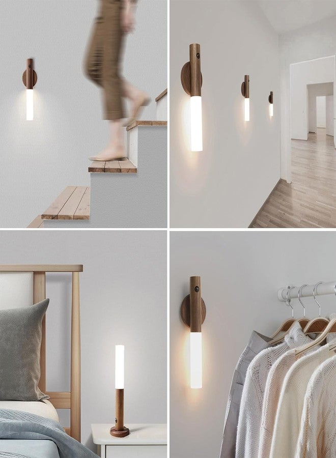 Orrda LED Motion Sensor Night Light | Wooden Finish Rechargeable Room Wall Lamp | Magnetic Wooden LED Wall Sconce for Bedroom Corridor Staircase Cabinet Lights (Multicolor) - Image 4