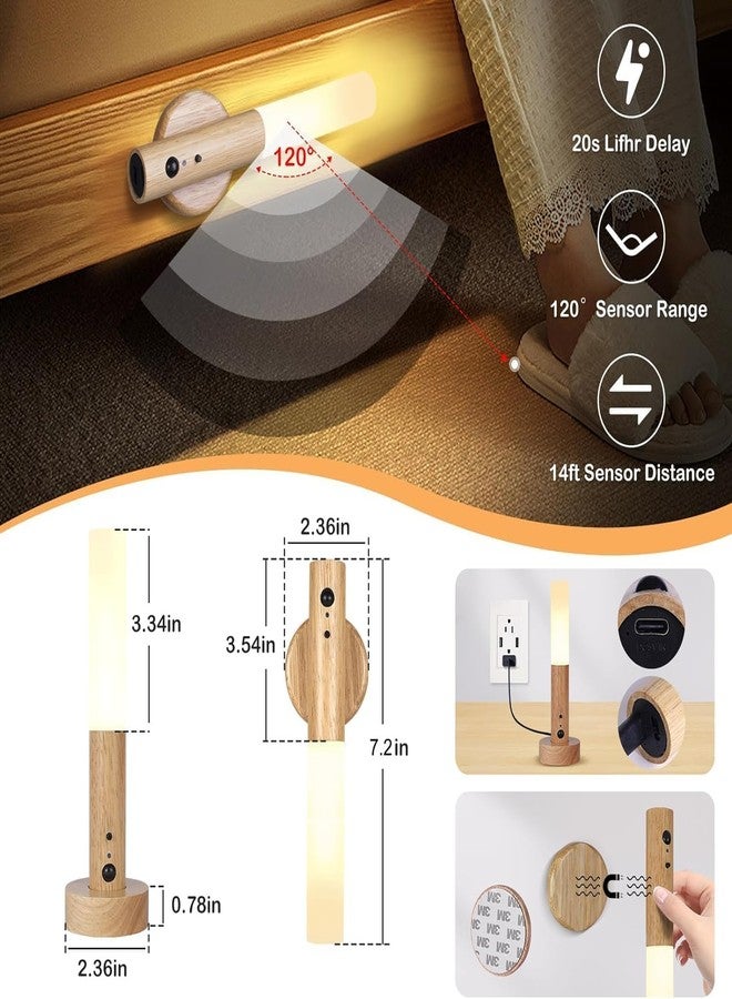 Orrda LED Motion Sensor Night Light | Wooden Finish Rechargeable Room Wall Lamp | Magnetic Wooden LED Wall Sconce for Bedroom Corridor Staircase Cabinet Lights (Multicolor) - Image 2