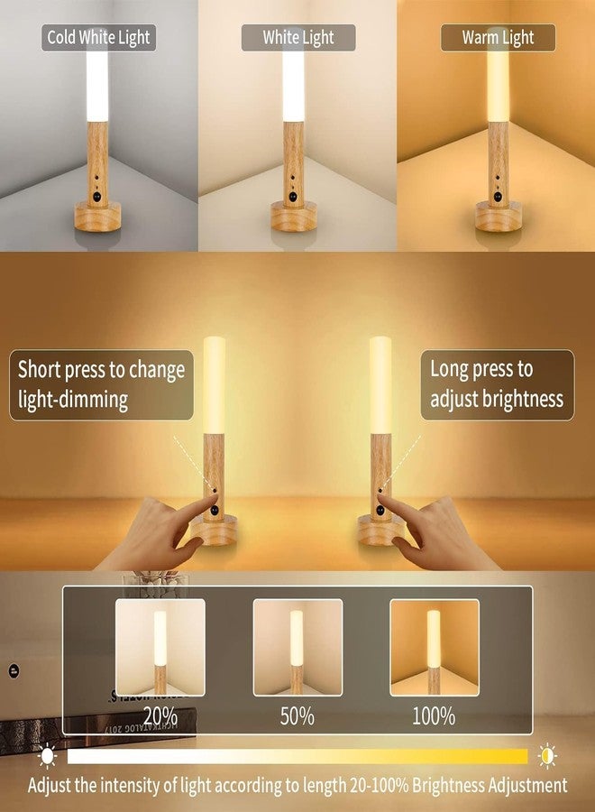 Orrda LED Motion Sensor Night Light | Wooden Finish Rechargeable Room Wall Lamp | Magnetic Wooden LED Wall Sconce for Bedroom Corridor Staircase Cabinet Lights (Multicolor) - Image 3