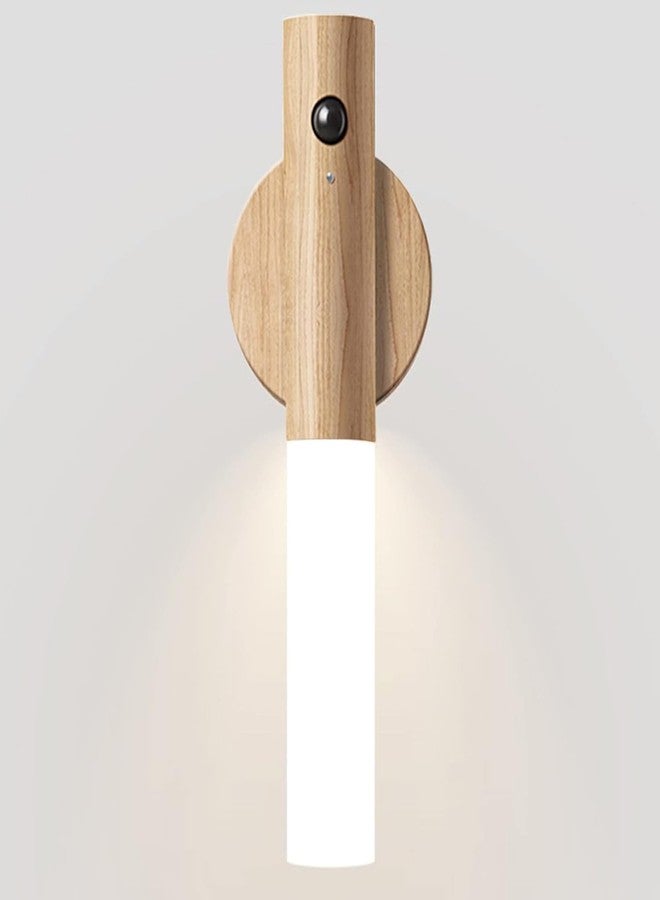 Orrda LED Motion Sensor Night Light | Wooden Finish Rechargeable Room Wall Lamp | Magnetic Wooden LED Wall Sconce for Bedroom Corridor Staircase Cabinet Lights (Multicolor) - Image 1