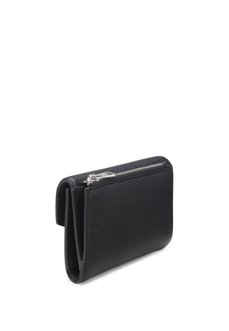 HUGO Grained faux-leather flap wallet with stacked-logo trim