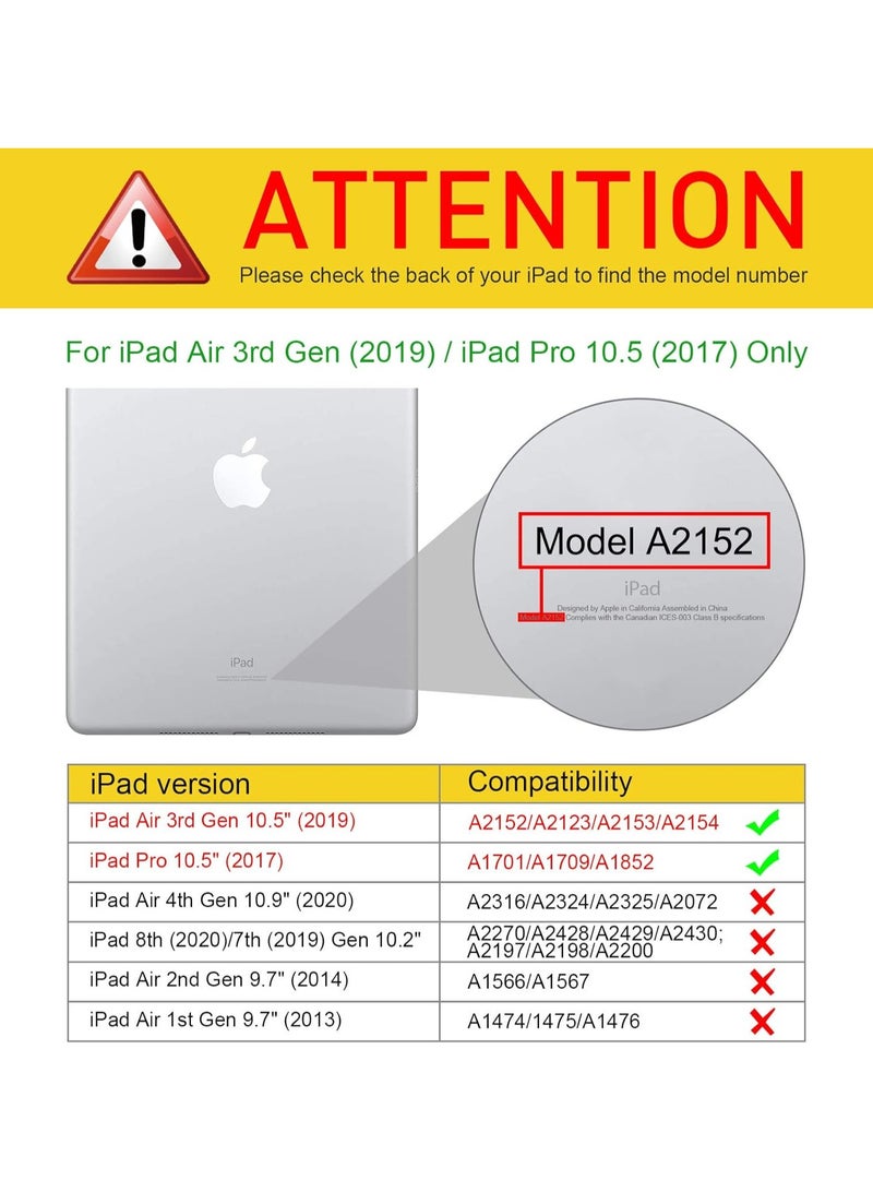 DUSALA Rotating Case for iPad Air 3rd (10.5-Inch,2019/iPad Pro 10.5 Inch,2017) with Pencil Holder,360 Degree Rotation Protective Stand Slim Cover Clear Back, Auto Wake/Sleep (iPad 10.5) - Image 2