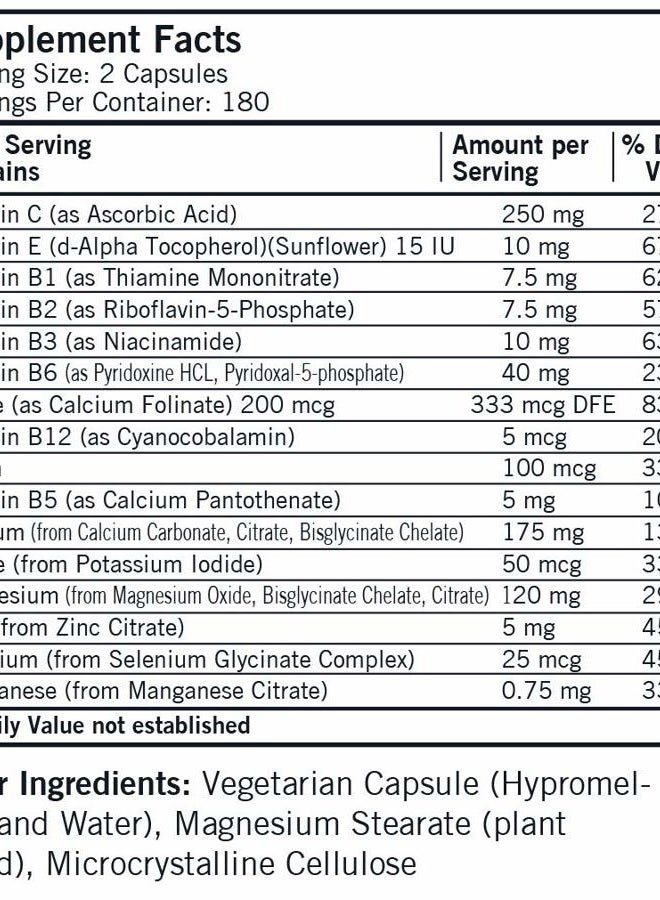 Kirkman Super Nu-Thera® w/o Vitamins A and D - Hypoallergenic || 360 Vegetarian Capsules || Multi Vitamin || Provides high Vitamin B-6 and Magnesium Content || Gluten and Casein Free - Image 2