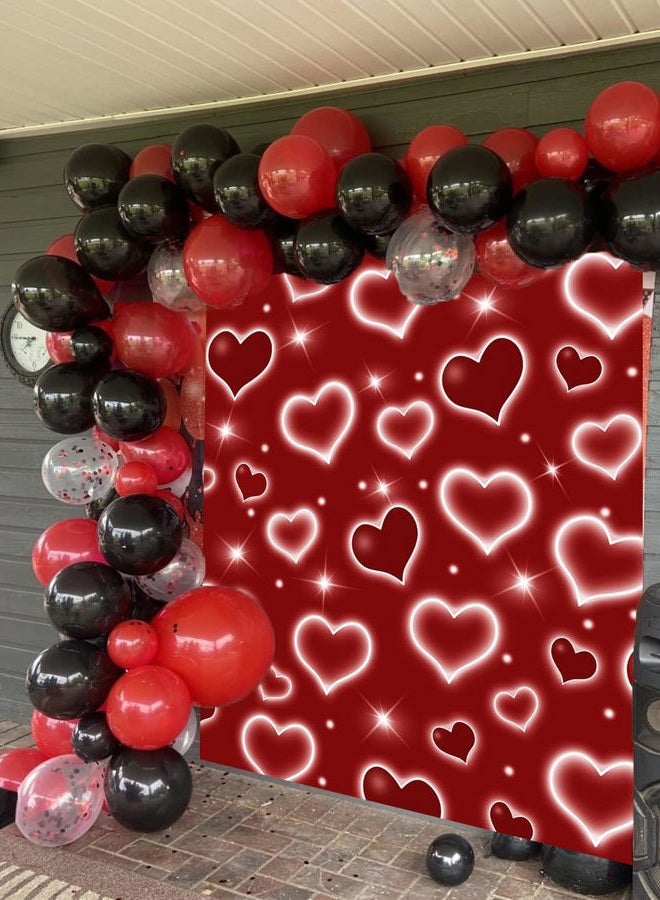 RUYI Early 2000s Photography Backdrop 5x7FT Red Heart Valentine Day Photo Background Sweet 16 18th 21th 30th Women Birthday Party Decorations Selfile Wall Decor - Image 4