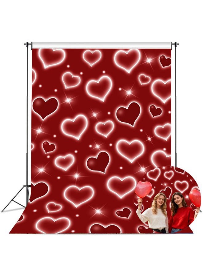 RUYI Early 2000s Photography Backdrop 5x7FT Red Heart Valentine Day Photo Background Sweet 16 18th 21th 30th Women Birthday Party Decorations Selfile Wall Decor - Image 1