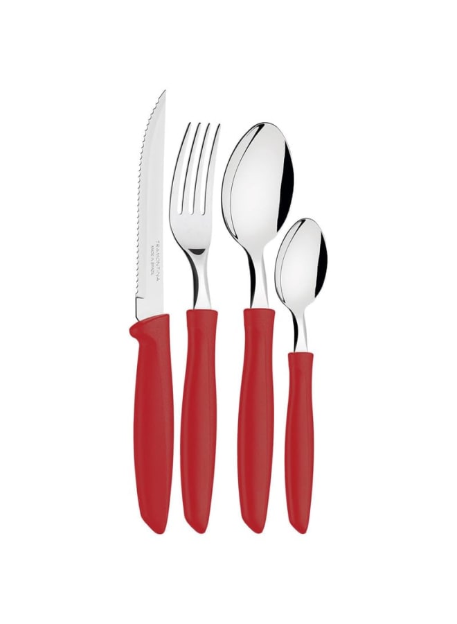 TRAMONTINA TRAMONTINA Ipanema 24-Piece Cutlery Set with Drawer, Stainless Steel Blades, Durable Red Handles, Perfect for Daily Use, Dishwasher Safe, Stylish Modern Design - Image 4