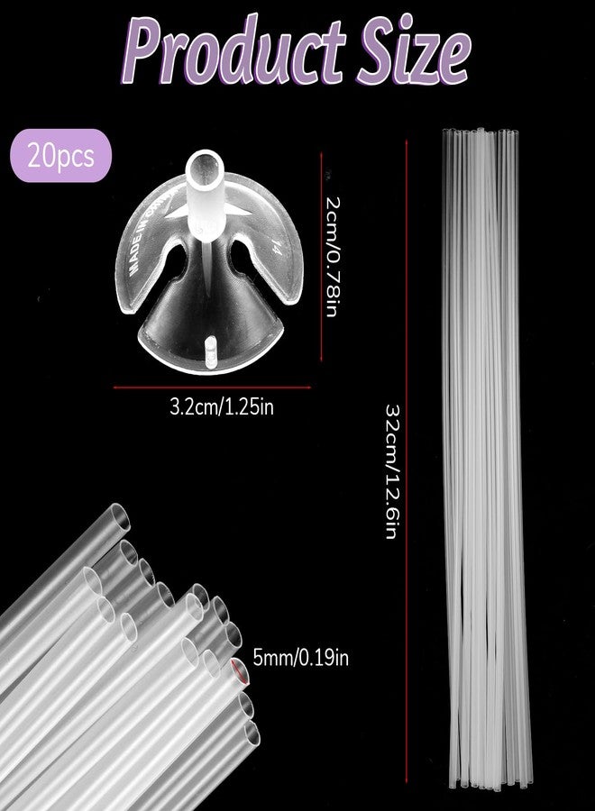 Exircy 20 Pcs Clear Balloon Sticks, Plastic Long Balloon Holder Sticks with Bases for Tying Balloons Arch Anniversary, Birthday, Parties, Graduation, Wedding Decorations - Image 2