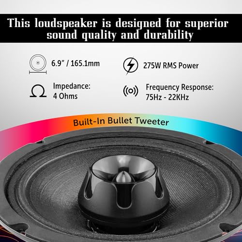 BLACK DIAMOND DIA-XT69 6 x 9 Inches Car Audio Mid-Range Loudspeaker with Built-in Bullet Tweeter 4-Ohm 550 Watts (1 Speaker) - Image 3