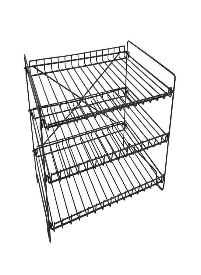 FixtureDisplays 16" x 12.5" x 10" Wire Rack for Countertop Use with 3 Open Shelves, Black 10085-NEW - Image 4