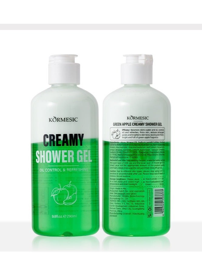 Kormesic غسول الجسم رغوة حليب التفاح الأخضر 290 مل-مقرمشة ومنعشة - Image 1
