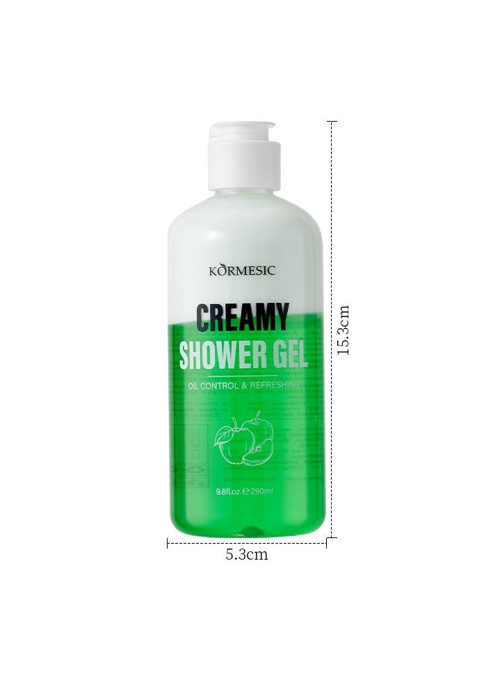 Kormesic غسول الجسم رغوة حليب التفاح الأخضر 290 مل-مقرمشة ومنعشة - Image 2