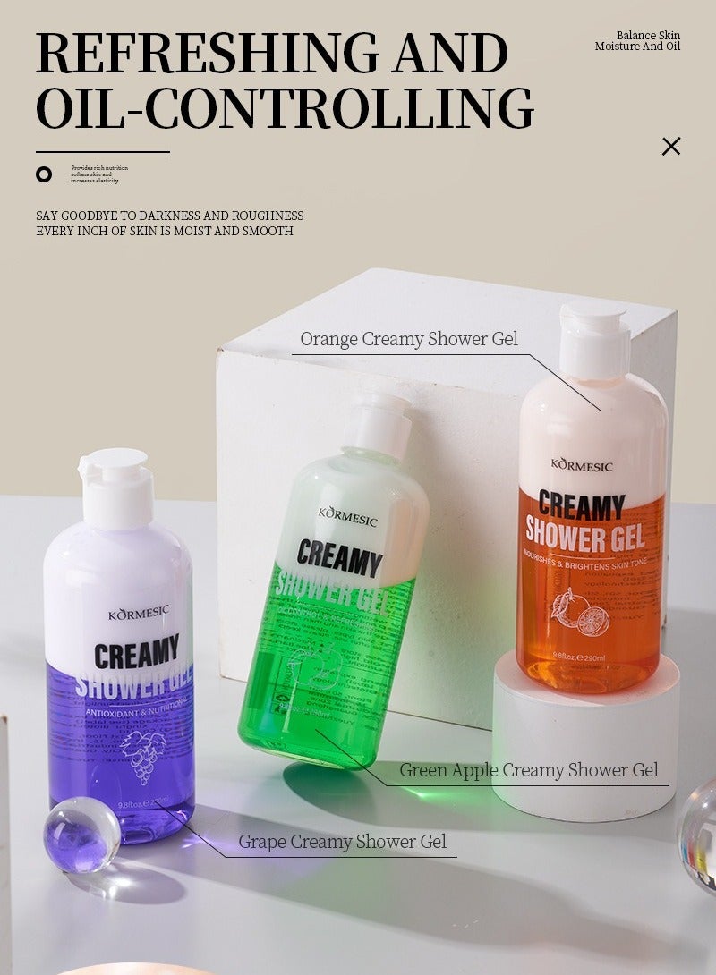 Kormesic غسول الجسم رغوة حليب التفاح الأخضر 290 مل-مقرمشة ومنعشة - Image 3