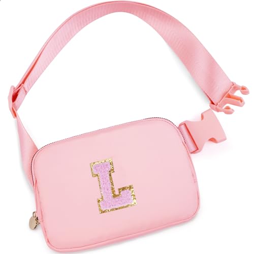 Uygafly Personalized Belt Bag for Women Girls - Fashion Mini Waist Packs with Adjustable Strap - Trendy Travel Fanny Pack Crossbody Bags with Initial Letter - Teen Gifts | Peach,L - Image 1