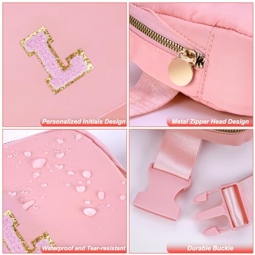 Uygafly Personalized Belt Bag for Women Girls - Fashion Mini Waist Packs with Adjustable Strap - Trendy Travel Fanny Pack Crossbody Bags with Initial Letter - Teen Gifts | Peach,L - Image 5