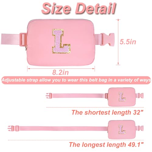 Uygafly Personalized Belt Bag for Women Girls - Fashion Mini Waist Packs with Adjustable Strap - Trendy Travel Fanny Pack Crossbody Bags with Initial Letter - Teen Gifts | Peach,L - Image 4
