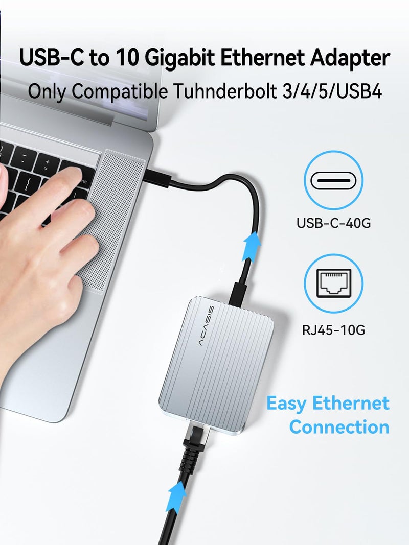 ACASIS USB4 to10gb ethernet Adapter High-Speed USB C to Ethernet Adapter OnlyCompatibleThunderbolt3/4/5/USB4 Aluminum Housing10gb ethernet Adapter Supports10/5/2.5/1Gbps/100Mb/s for Mac/Windows/Linux - Image 4