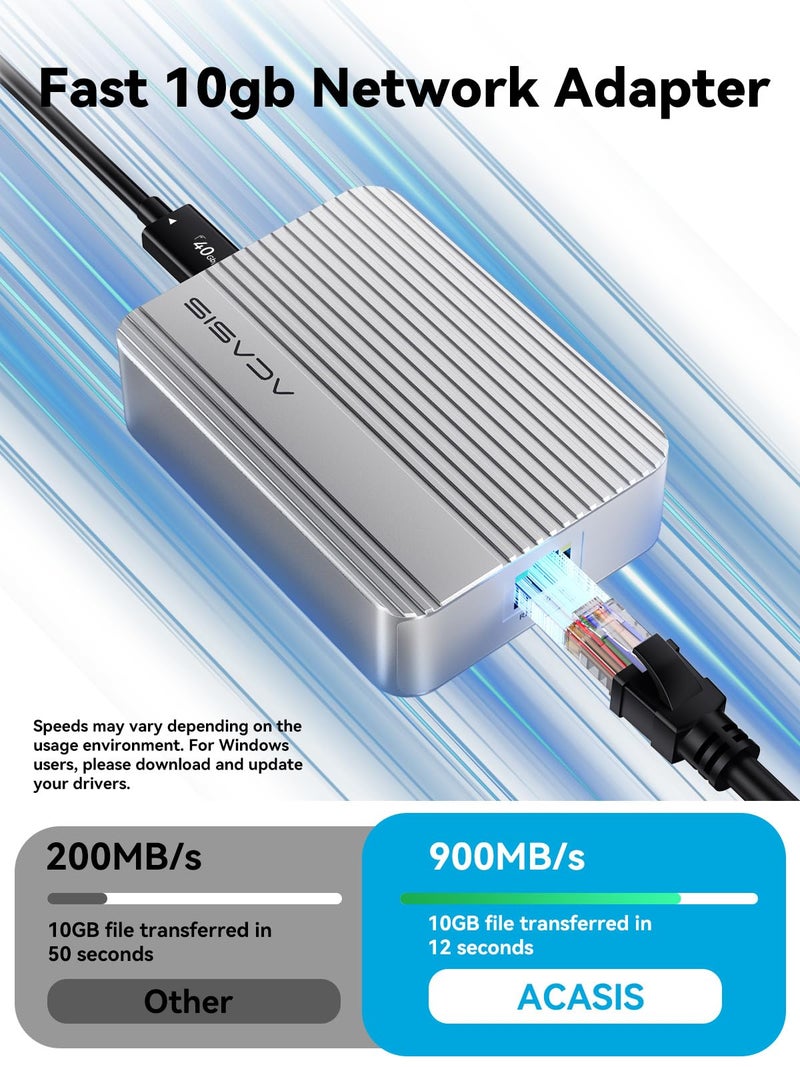 ACASIS USB4 to10gb ethernet Adapter High-Speed USB C to Ethernet Adapter OnlyCompatibleThunderbolt3/4/5/USB4 Aluminum Housing10gb ethernet Adapter Supports10/5/2.5/1Gbps/100Mb/s for Mac/Windows/Linux - Image 3