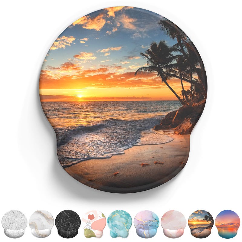 eulps Mouse Pad with Wrist Rest, Comfortable Computer Mousepad with Gel Wrist Support Smooth Surface and Non-Slip PU Base for Pain Relief, Laptop, Office & Home (Sunset) - Image 1