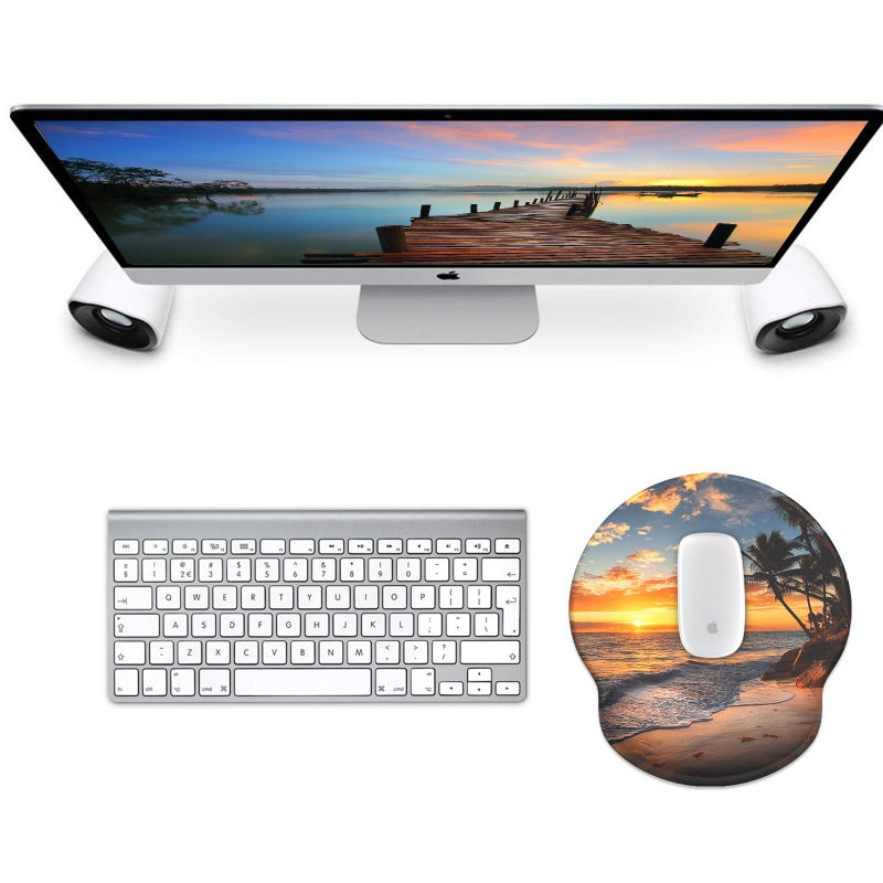 eulps Mouse Pad with Wrist Rest, Comfortable Computer Mousepad with Gel Wrist Support Smooth Surface and Non-Slip PU Base for Pain Relief, Laptop, Office & Home (Sunset) - Image 2