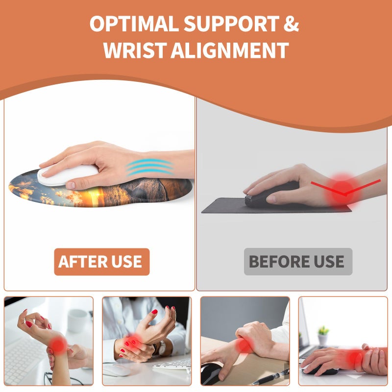 eulps Mouse Pad with Wrist Rest, Comfortable Computer Mousepad with Gel Wrist Support Smooth Surface and Non-Slip PU Base for Pain Relief, Laptop, Office & Home (Sunset) - Image 4