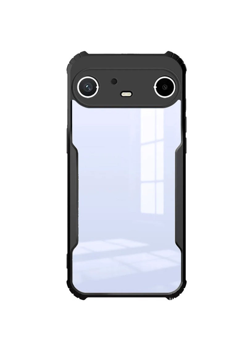 دبليو تيك غطاء حماية رقيق لهاتف Tecno Pova Slim 5G / Tecno Spark Slim 4G 2025 من سيليكون TPU مع حواجز واقية بارزة (MCAPSA) - شفاف/أسود - Image 2