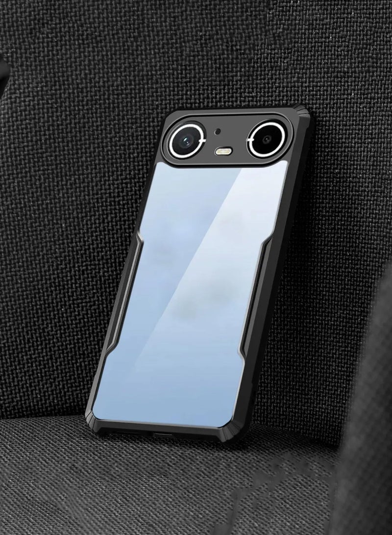 دبليو تيك غطاء حماية رقيق لهاتف Tecno Pova Slim 5G / Tecno Spark Slim 4G 2025 من سيليكون TPU مع حواجز واقية بارزة (MCAPSA) - شفاف/أسود - Image 4