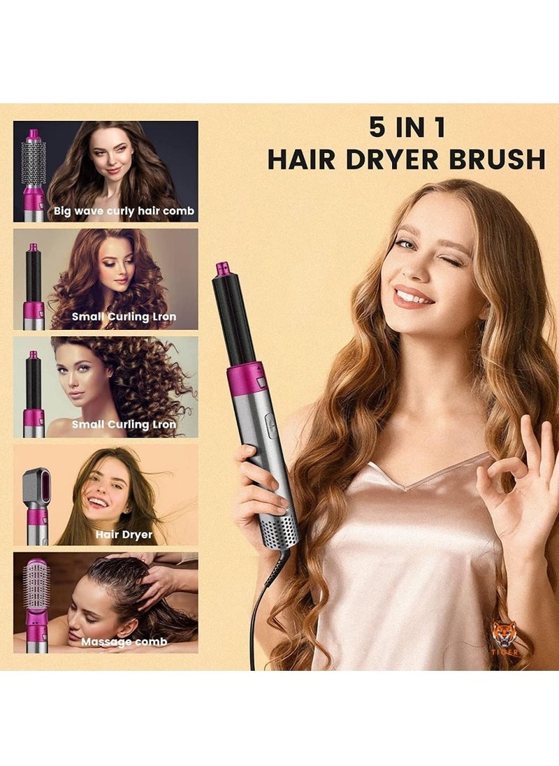 TIGER 5-in-1 Hot Air Brush for Drying, Styling, Volumizing, and Curling (Silver Purple) - Image 2