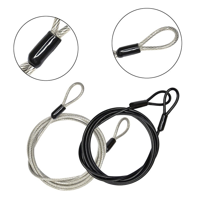 GOMRQING 100CM/3.3ft 3mm Outdoor Travel Security Cable Lock,Braided Steel Coated Safety Cable Luggage Lock,Safety Cable Wire Rope Double Loop Lightweight GOMRQING (2 Pack) - Image 2