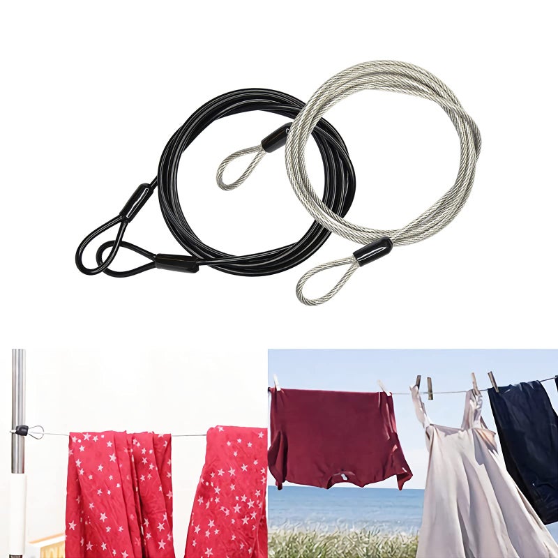 GOMRQING 100CM/3.3ft 3mm Outdoor Travel Security Cable Lock,Braided Steel Coated Safety Cable Luggage Lock,Safety Cable Wire Rope Double Loop Lightweight GOMRQING (2 Pack) - Image 5