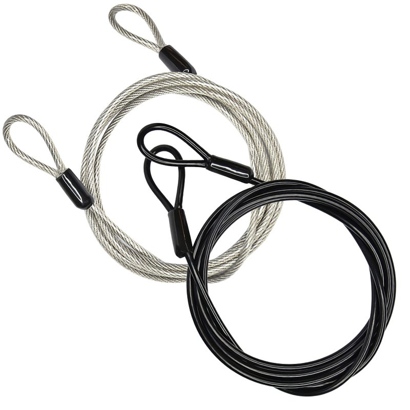 GOMRQING 100CM/3.3ft 3mm Outdoor Travel Security Cable Lock,Braided Steel Coated Safety Cable Luggage Lock,Safety Cable Wire Rope Double Loop Lightweight GOMRQING (2 Pack) - Image 1