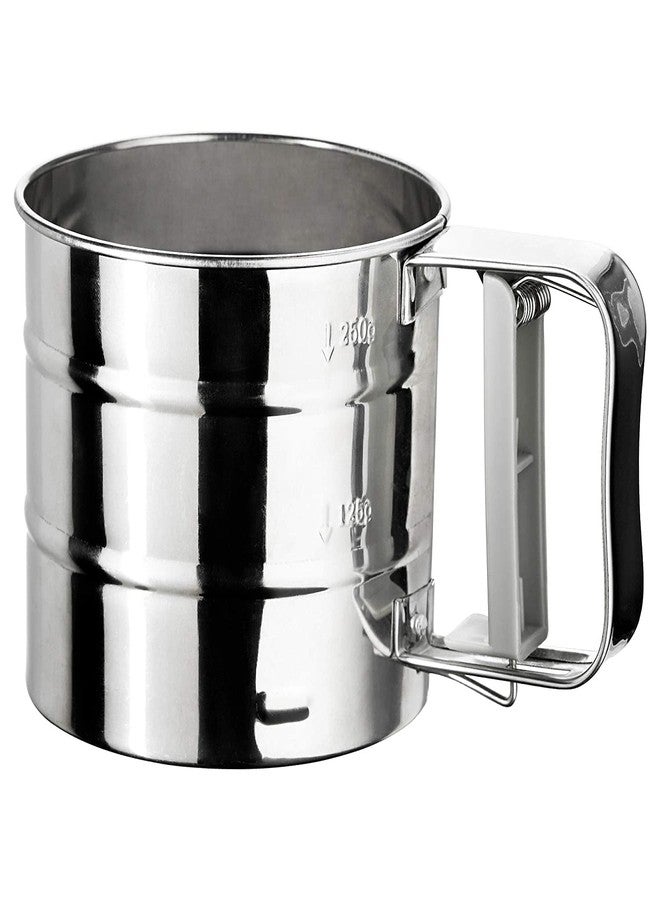 AMAZOPY Stainless Steel Flour Sifter with Handle – 3 Cup (250g) Baking Sifter for Flour, Powdered Sugar, and Cocoa – Hand Crank Sieve with Fine Mesh for Cakes, Cookies, Pastry, and Baking Tools - Image 1