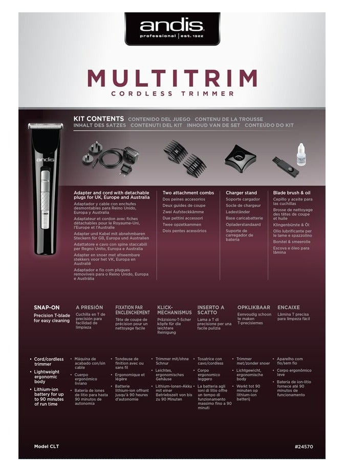 Andis ماكينة قص الشعر اللاسلكية Andis Multi Trim 24570 للرجال | ماكينة قص الشعر واللحية متعددة الأغراض | ماكينة قص شعر لاسلكية لقص الشعر عن قرب وحلاقة الرأس | ماكينة قص شعر قابلة لإعادة الشحن بمحرك قوي - Image 4