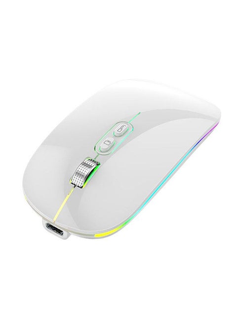 2.4G+BT5.1 Dual-mode Wireless Mouse Ergonomic Mouse 3-gear Adjustable DPI Built-in 500mAh Rechargeable Lithium Battery White