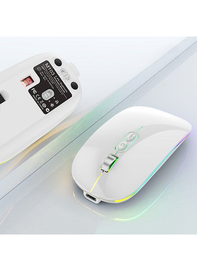 Generic - 2.4G+BT5.1 Dual-mode Wireless Mouse Ergonomic Mouse 3-gear Adjustable DPI Built-in 500mAh Rechargeable Lithium Battery White - Image 1