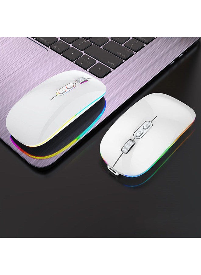 Generic - 2.4G+BT5.1 Dual-mode Wireless Mouse Ergonomic Mouse 3-gear Adjustable DPI Built-in 500mAh Rechargeable Lithium Battery White - Image 1