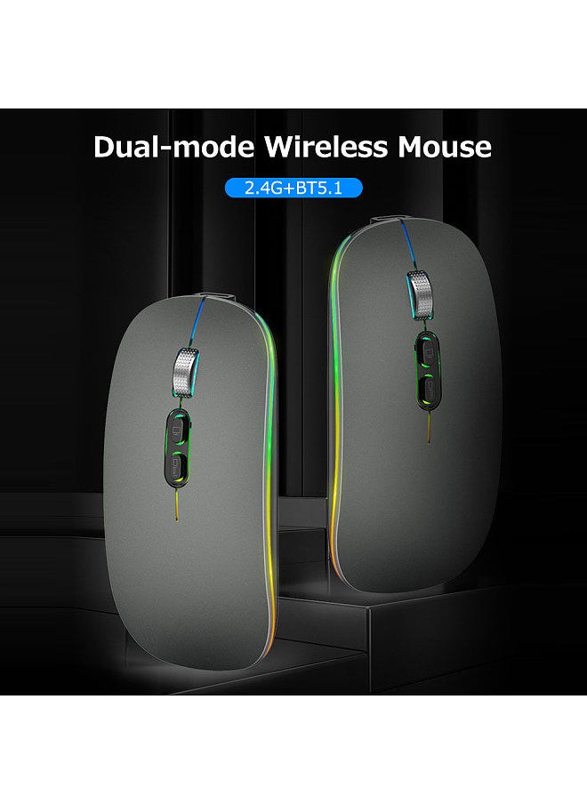 Generic - 2.4G+BT5.1 Dual-mode Wireless Mouse Ergonomic Mouse 3-gear Adjustable DPI Built-in 500mAh Rechargeable Lithium Battery White - Image 1