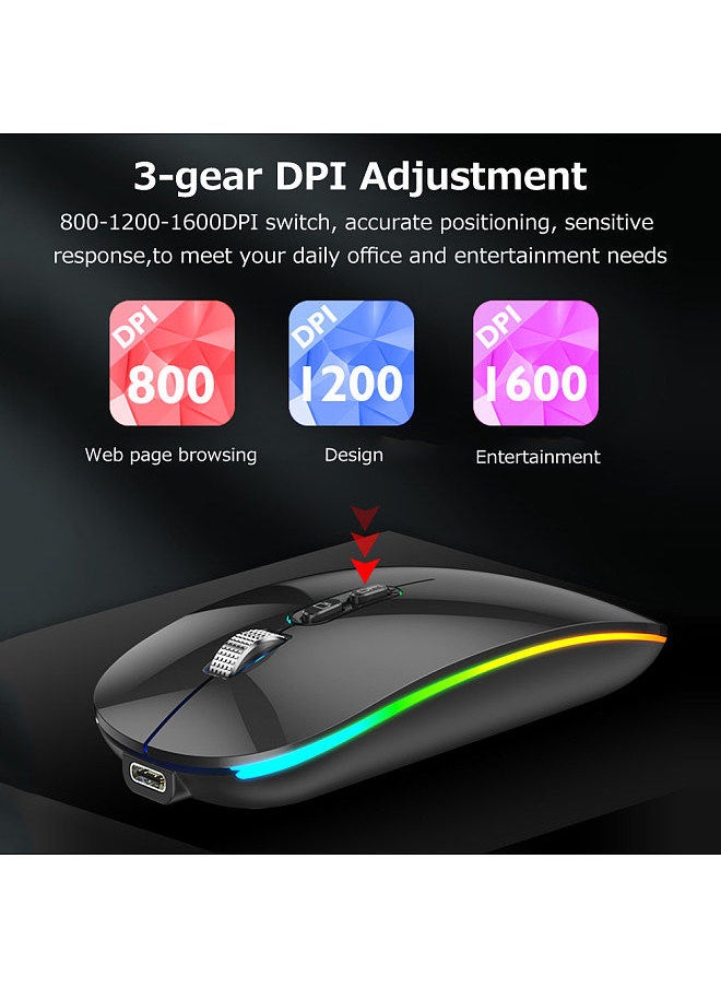 Generic - 2.4G+BT5.1 Dual-mode Wireless Mouse Ergonomic Mouse 3-gear Adjustable DPI Built-in 500mAh Rechargeable Lithium Battery White - Image 1