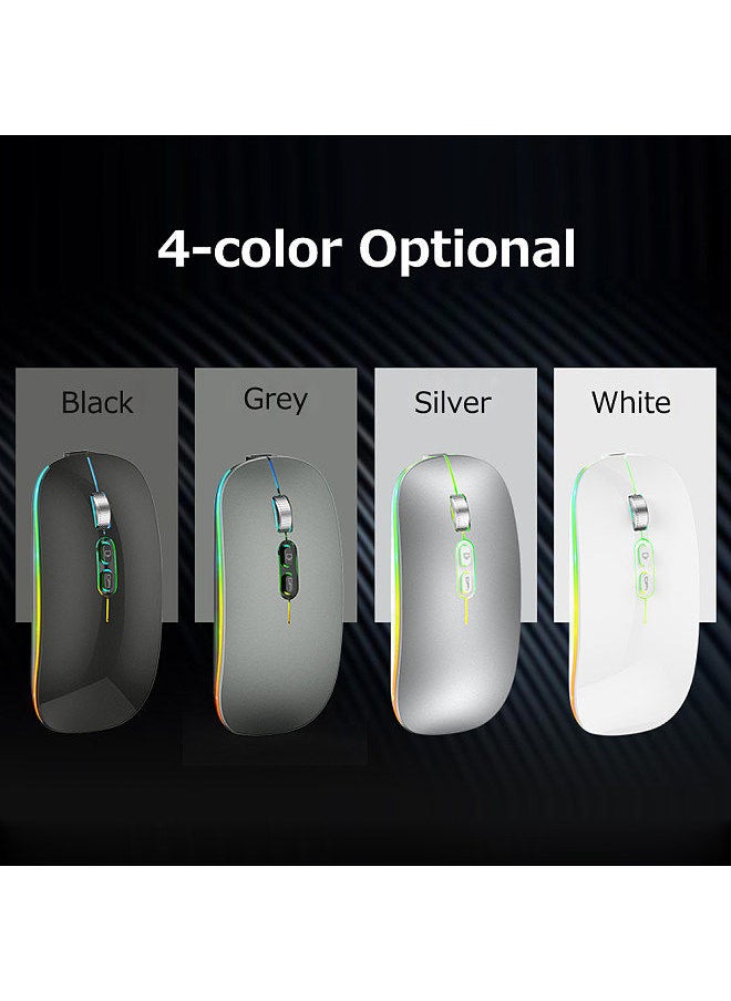 Generic - 2.4G+BT5.1 Dual-mode Wireless Mouse Ergonomic Mouse 3-gear Adjustable DPI Built-in 500mAh Rechargeable Lithium Battery White - Image 1