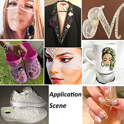 PH PandaHall 6 Sizes White Flat Back Pearls Cabochon 690pcs Flat Pearls Gems for Cup Nails Crafts Shoes Hairband Scrapbooking Embellishment Makeup Wedding Phone Case Making 4mm 5mm 6mm 8mm 10mm 12mm - Image 2