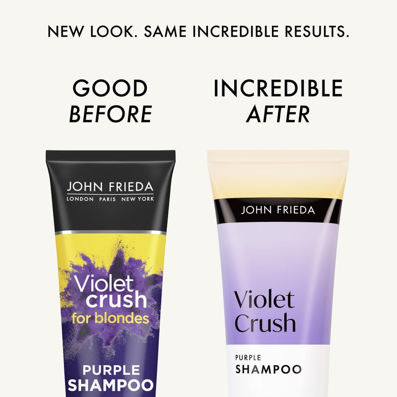 John Frieda 8.3 Ounce Shampoo for Blonde Hair, Violet Crush Purple Shampoo, Neutralizes Brassy Yellow Tones, Blonde Toner for Bleached, Platinum - Image 2