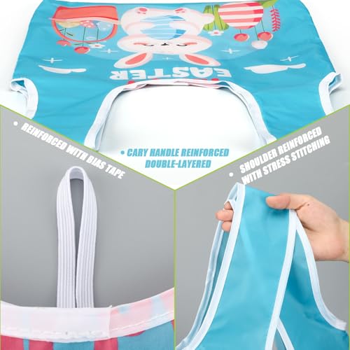 Sunnymove 12 Pcs Easter Reusable Grocery Bags Bulk Happy Easter Storage Pouch Bunny Shopping Bags Rabbit Eggs Foldable Machine Washable Tote Zipper Pouch for Egg Hunts Party Shopping Gift Wrapping - Image 3