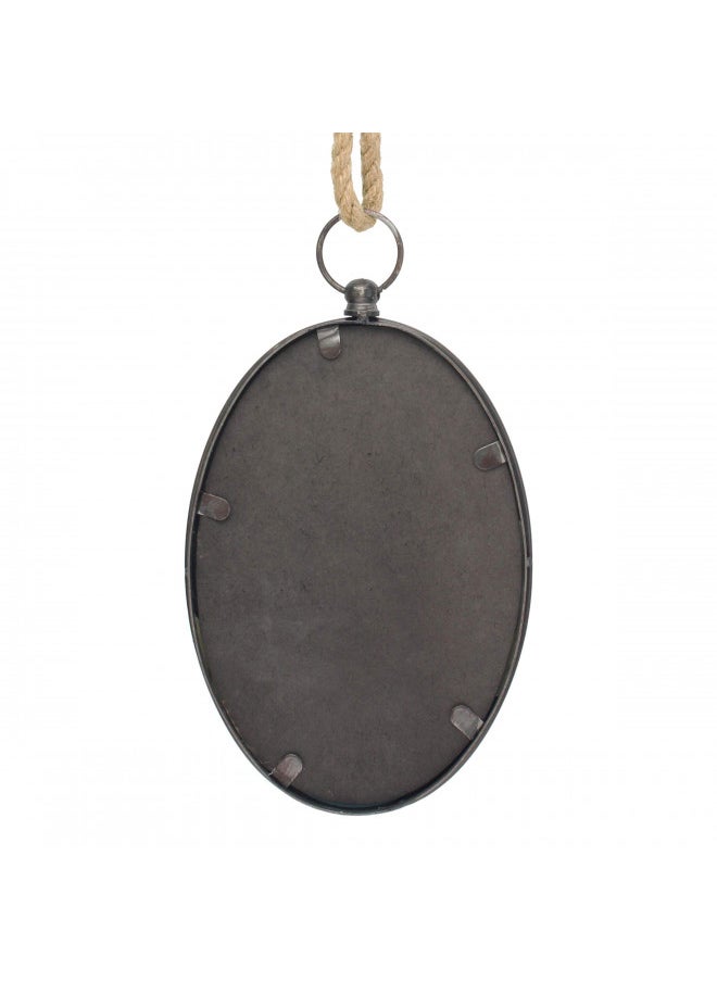 Stonebriar - Stonebriar Oval Nautical Mirror for Wall with Hanging Loop, Unique Home Décor for Bathroom, Bedroom, Office, or Hallway, Large Grey - Image 1