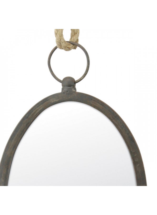 Stonebriar - Stonebriar Oval Nautical Mirror for Wall with Hanging Loop, Unique Home Décor for Bathroom, Bedroom, Office, or Hallway, Large Grey - Image 1