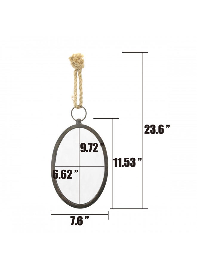 Stonebriar - Stonebriar Oval Nautical Mirror for Wall with Hanging Loop, Unique Home Décor for Bathroom, Bedroom, Office, or Hallway, Large Grey - Image 1