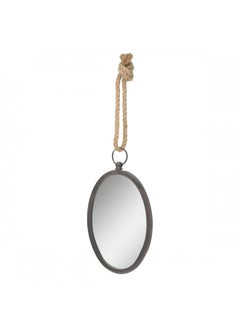 Stonebriar Oval Nautical Mirror for Wall with Hanging Loop, Unique Home Décor for Bathroom, Bedroom, Office, or Hallway, Large Grey
