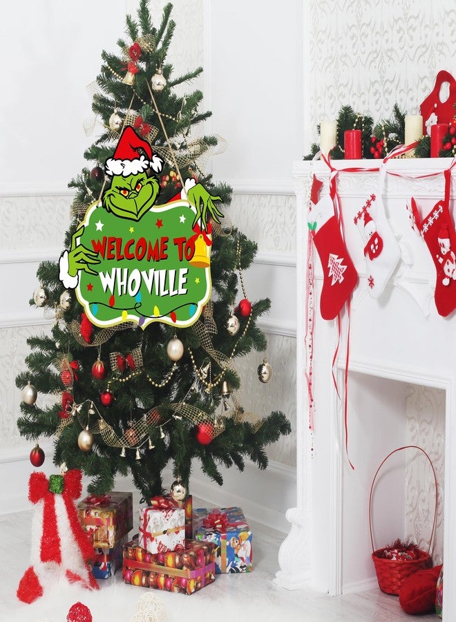 LOCOLY Christmas Decorations Hanging Signs Christmas Door Sign Welcome to Whoville Sign for Holiday Xmas Door Decor - Image 4