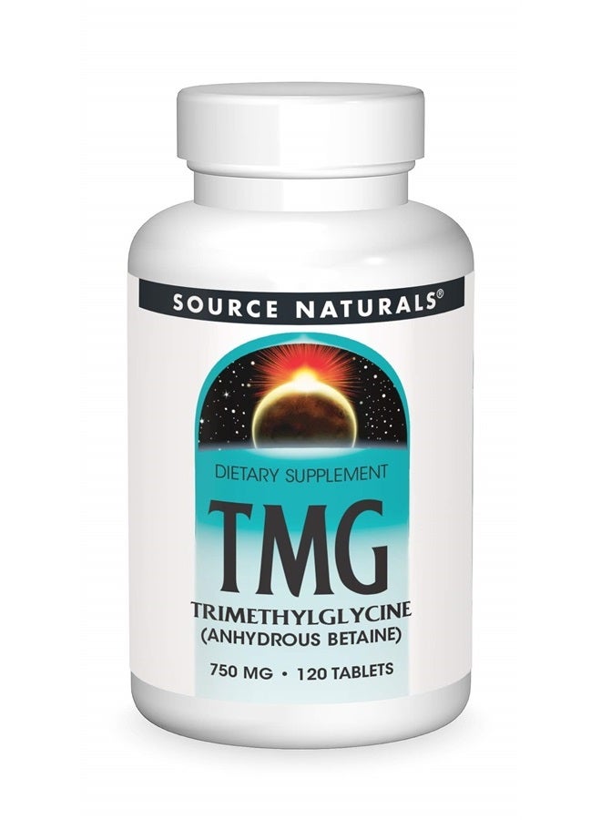 Source Naturals TMG 750 ملغ تريميثيلغليسين (بيتاين اللامائي) - 120 قرص - Image 1