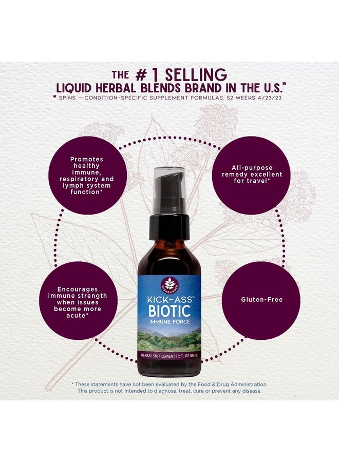 WishGarden Herbs Kick-Ass Biotic Immune Hero - Plant-Based Herbal Biotic Formula with Usnea Lichen, Hops, Echinacea & Goldenseal, Supports Healthy Immune, Respiratory & Lymph System Function, 4oz - Image 3
