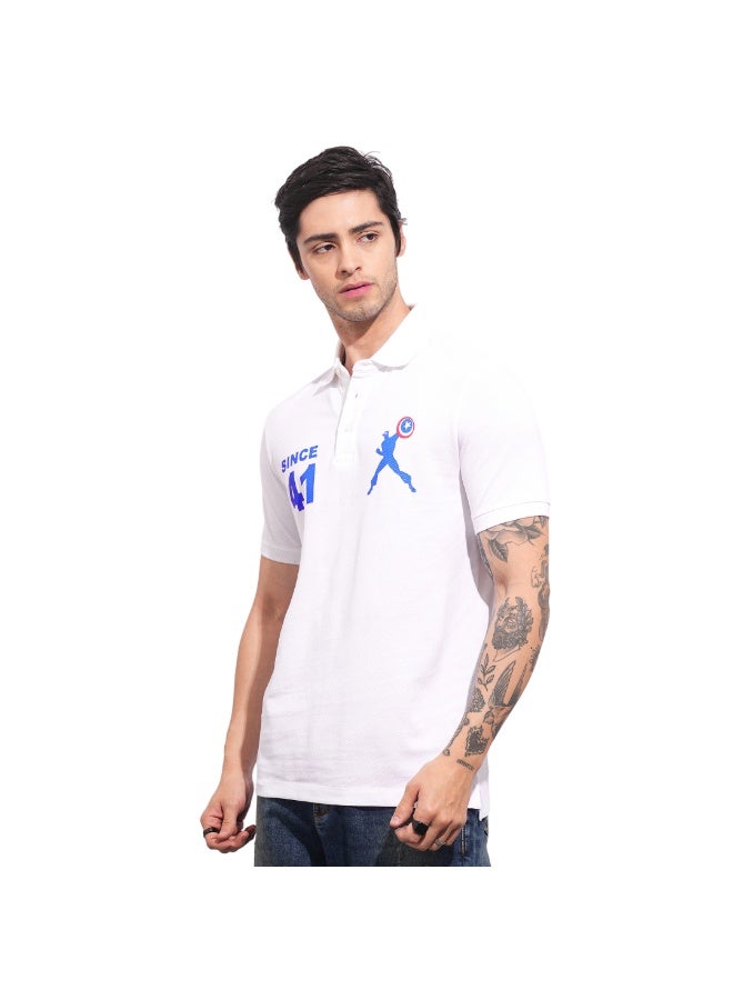 Being Human Mens White Polo Collar Short Sleeve Polo T-Shirt - Image 2