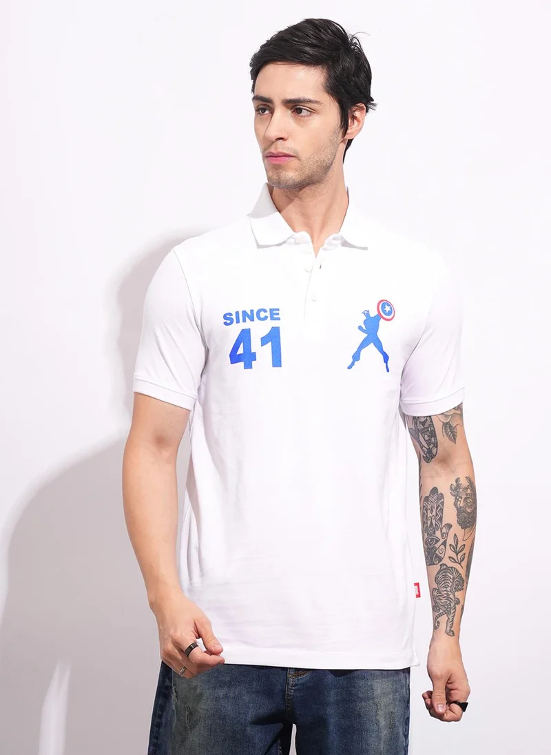 Being Human Pure Cotton Captain America Printed Polo Collar T-shirt